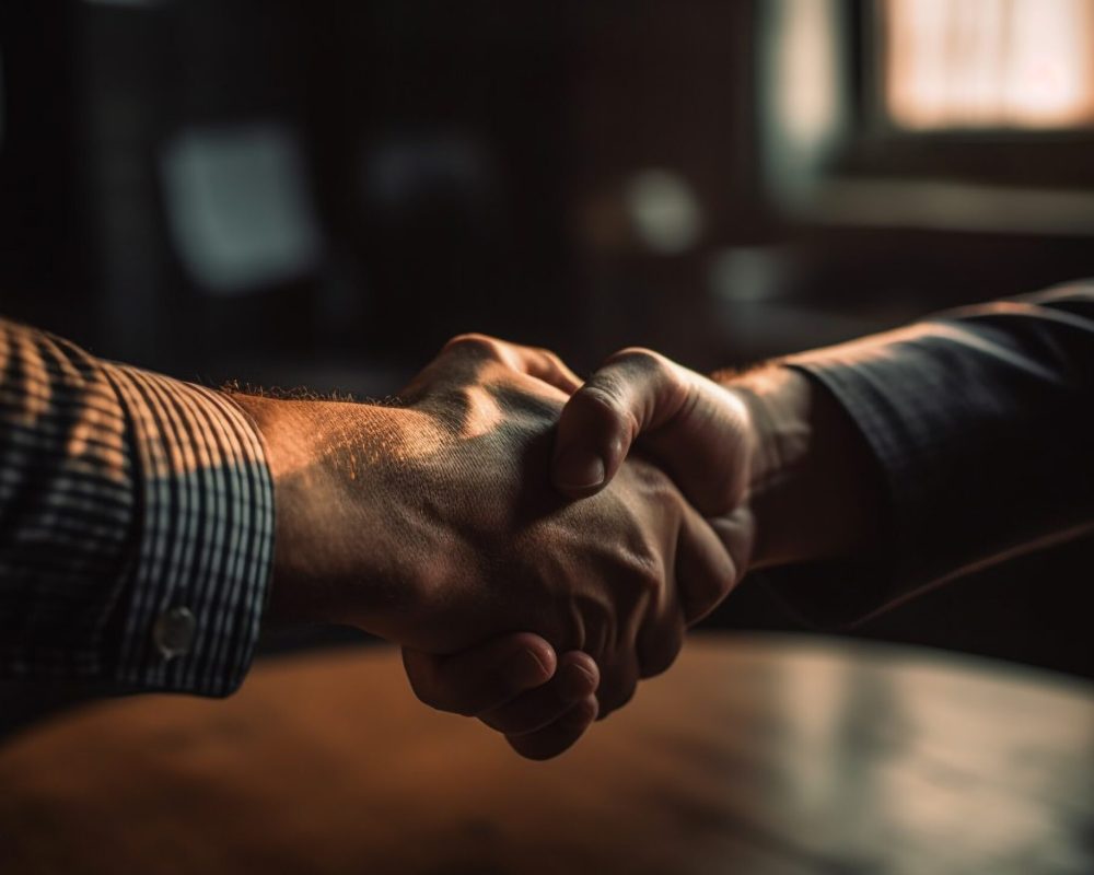 Successful business handshake between two professional adults generated by artificial intelligence